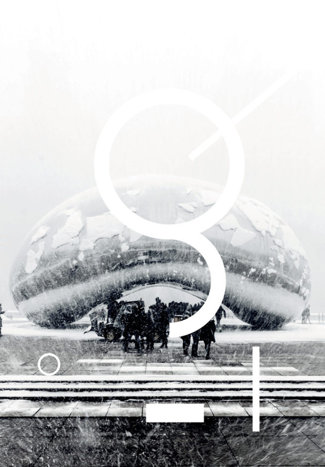 logo design on snow chicago background