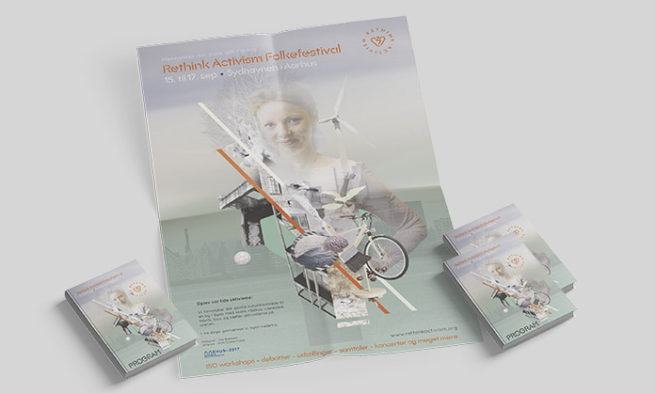 plakat og postkort med event artwork for festival. Pastel farver, og pige med mange elementer