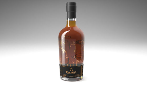label design til whisky flaske, kobber farvet tryk