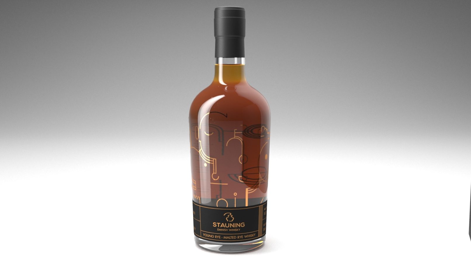 label design til whisky flaske, kobber farvet tryk